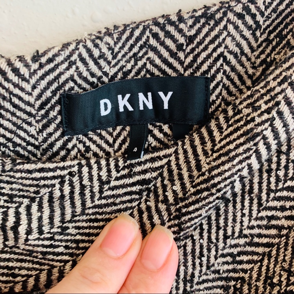 DKNY Asymmetrical Tweed Wool Beige Black Women’s Skirt Size 4 NWT - Picture 5 of 7